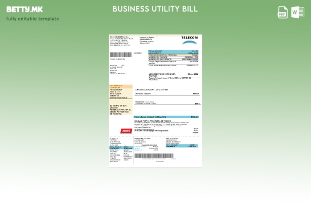 Модерен стил, шаблон за деловна сметка за комунални услуги на Аргентина Телеком